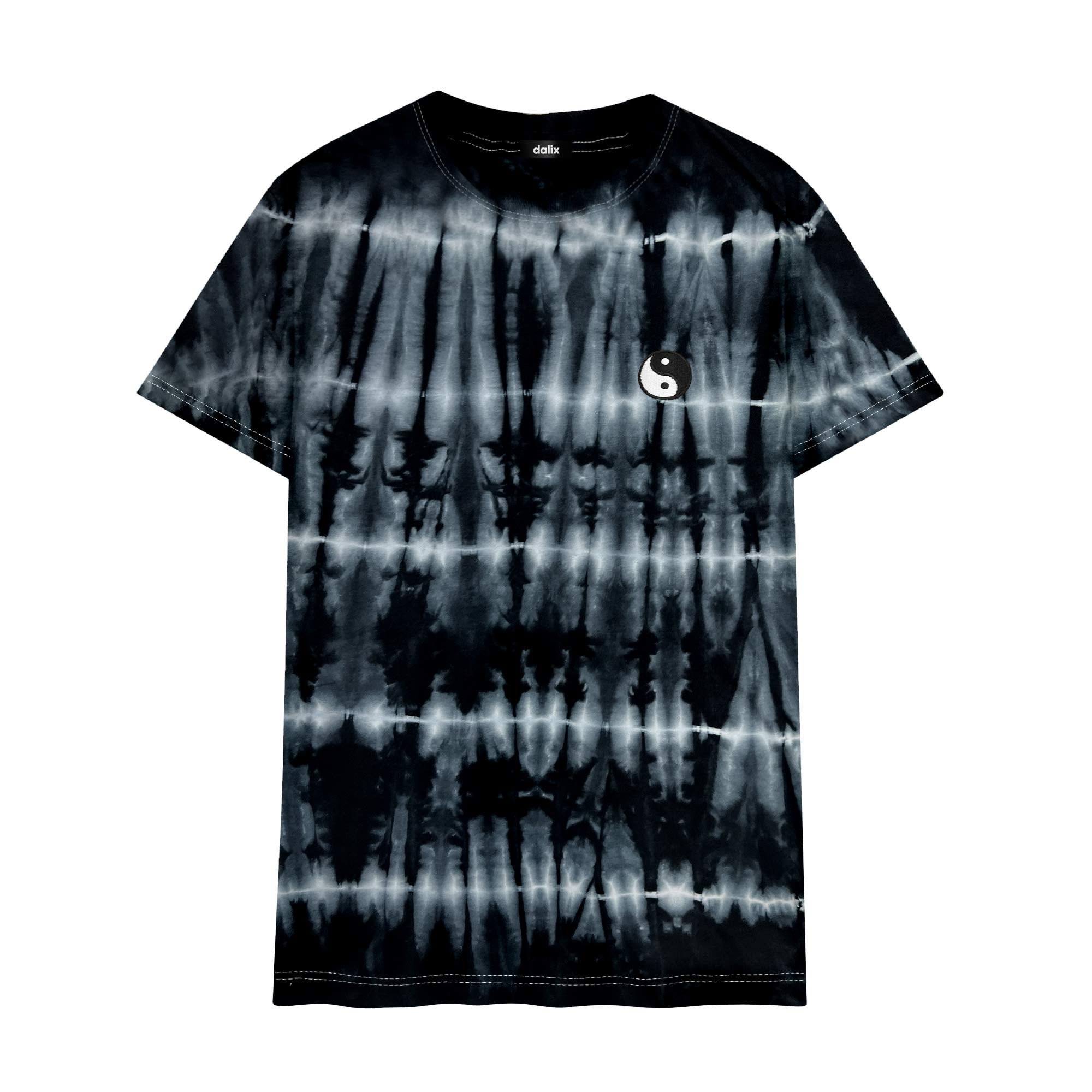 Dalix Yin Yang Embroidered Tie Dye Short Sleeve T-Shirt Small