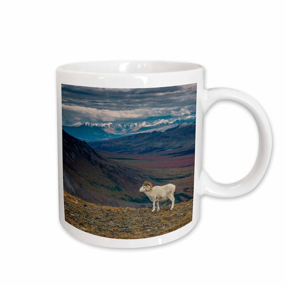 3drose, Dall Sheep on Ridge, Fall Tundra, Denali National Park, Alaska, Usa., 15oz Mug
