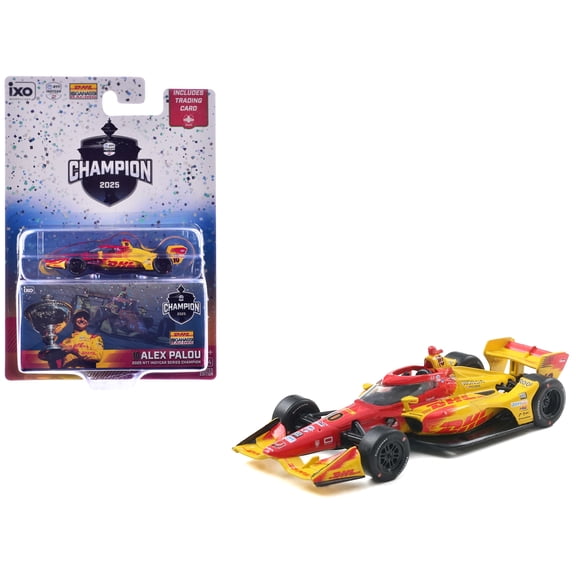 Dallara IndyCar #10 "DHL" Chip Ganassi Racing Champion "NTT IndyCar Series" (2025) w/Card 1/64 Diecast Model Car by IXO Models