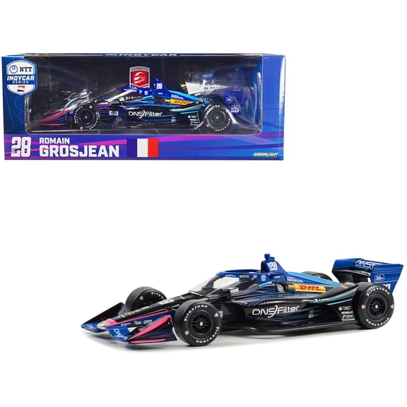 Dallara IndyCar #28 Romain Grosjean "DNSFilter" Andretti Autosport (Road Course Configuration) "NTT IndyCar Series" (2023) 1/18 Diecast Model Car by Greenlight
