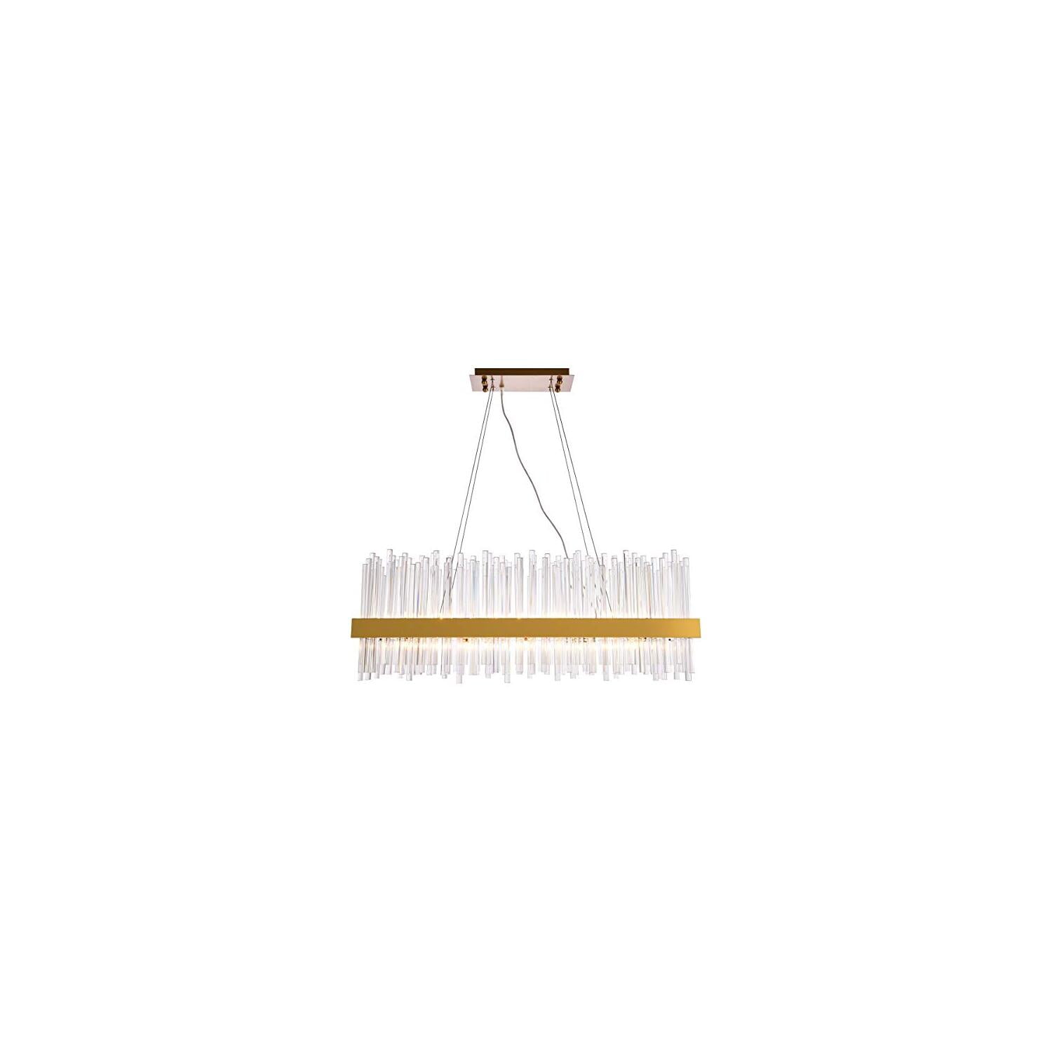 Gold and Glass Modern Island Chandelier with Adjustable Height