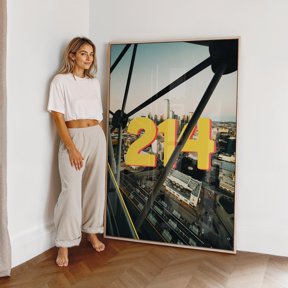 Dallas 214 Area Code Poster Photography Print - Bold Retro Home Decor Office Wall Art