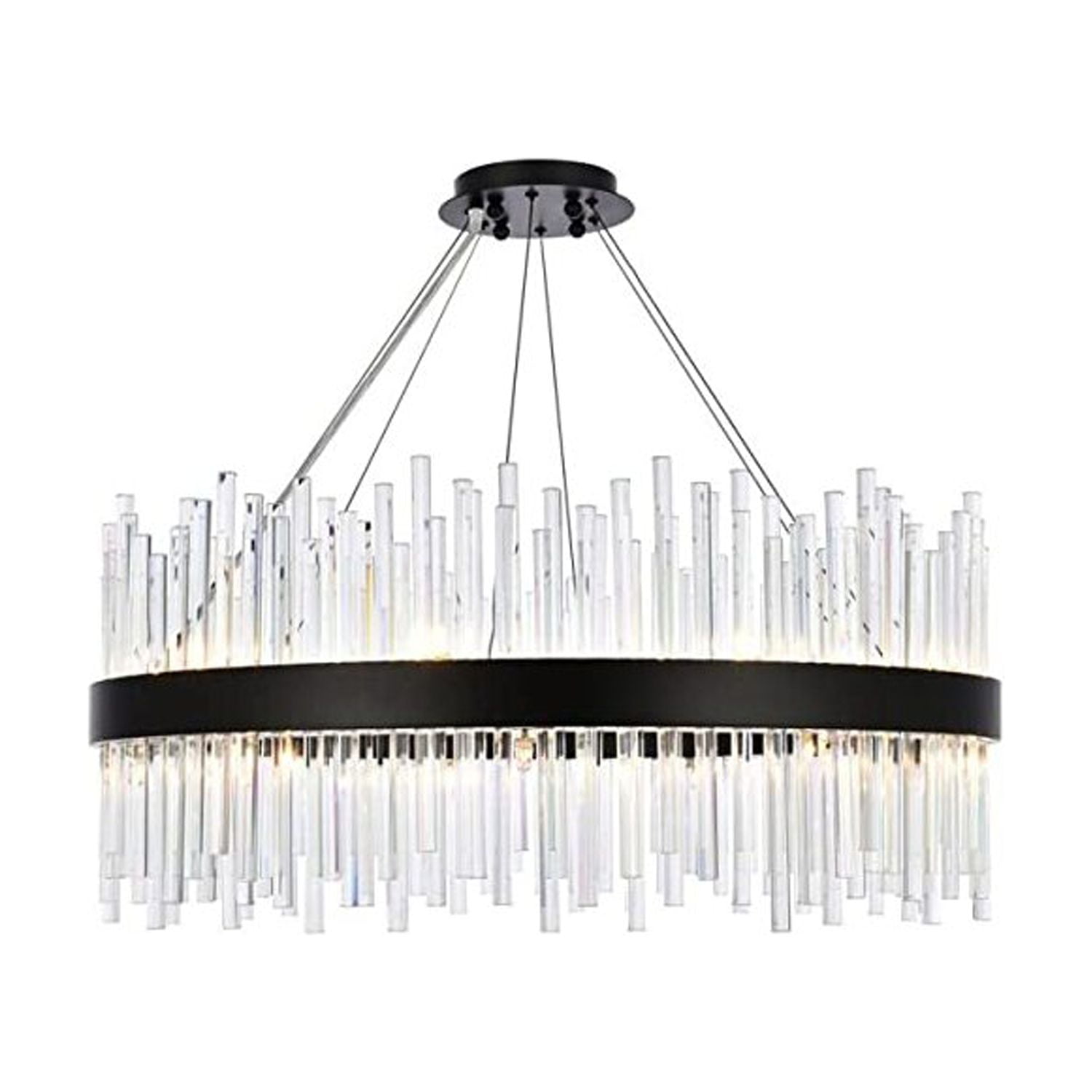 Dallas 32'' Black Iron and Crystal Chandelier