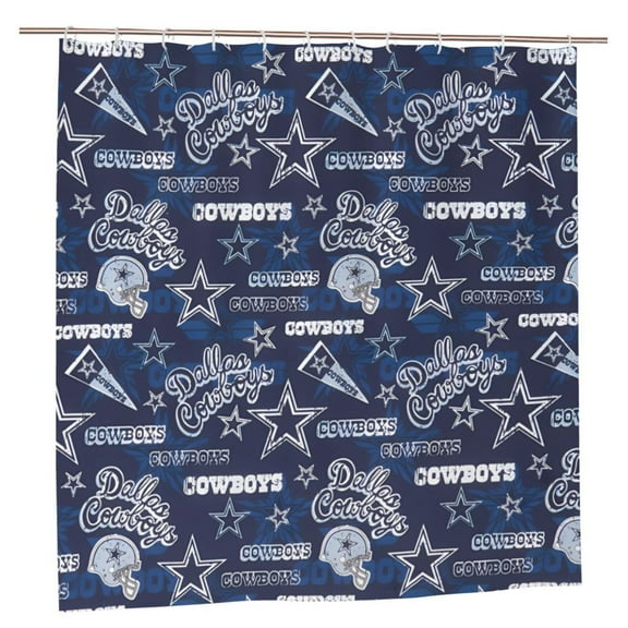 Dallas 72"X 72 " Bathroom Shower Curtain Waterproof And Heat Resistant Football Team Themed Bathroom Set With Hooks Mildew Resistant Bathroom Decor, Perfect Gift For Fans On Game Day