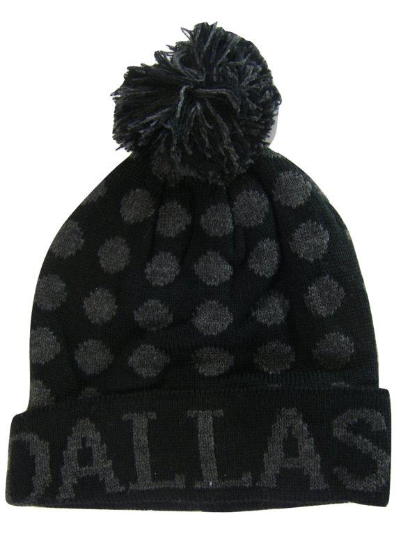 Dallas Adult Size Leopard Spots Pattern Winter Knit Pom Beanie Hats (Black/Gray)