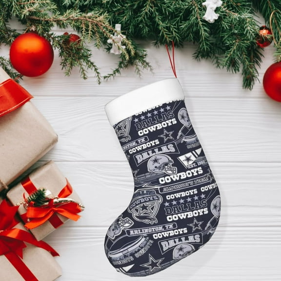 Dallas Christmas decorative stockings, American football team personalized Christmas stockings, suitable for fireplace Christmas decorations, holiday party decorations, party gift stockings