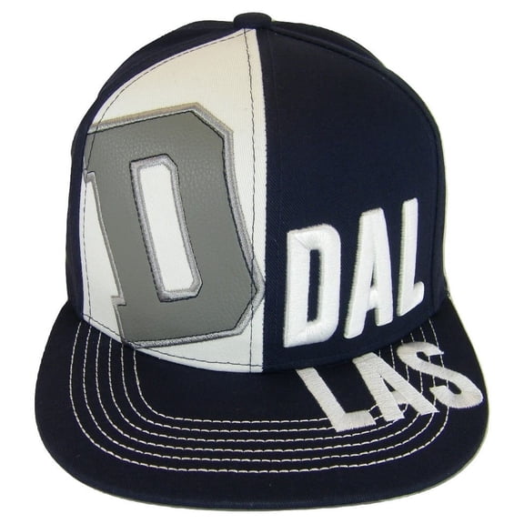 Dallas City Name 2-Tone Split Text Adjustable Snapback Baseball Cap (Navy)