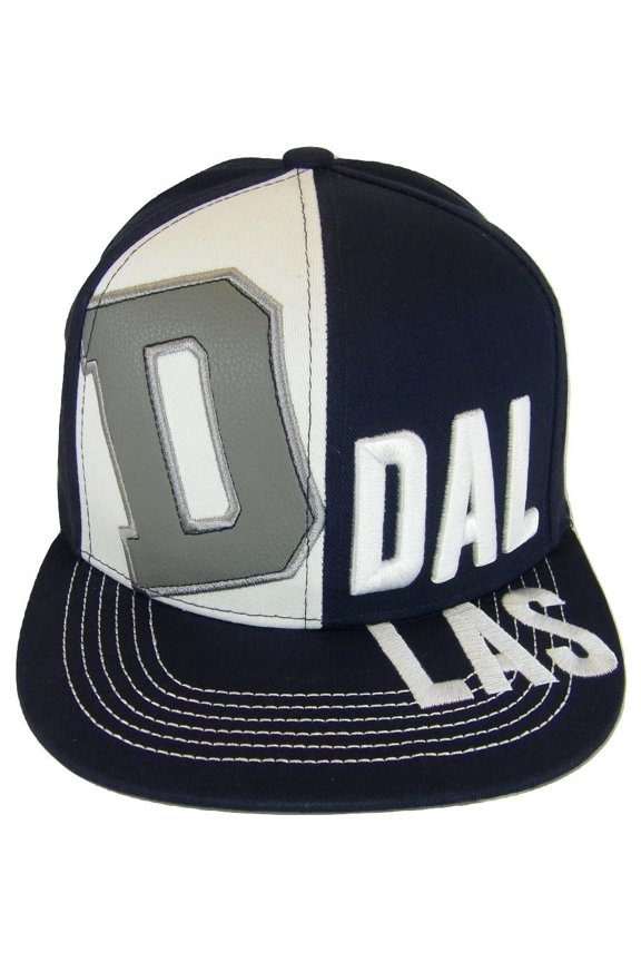 Dallas City Name 2-Tone Split Text Adjustable Snapback Baseball Cap (Navy)