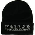 thumbnail image 1 of Dallas City Name Cuffed Winter Knit Beanie Toboggan Hat (Black/White), 1 of 1