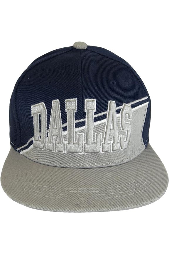 Dallas City Name Diagonal Split Color Font Snapback Baseball Cap (Navy/Gray)