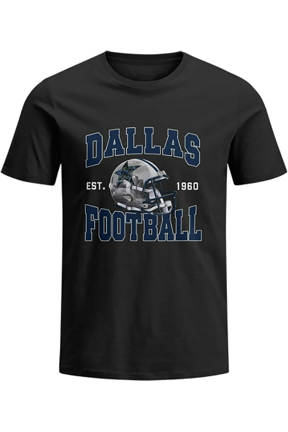 Dallas City T-Shirt for Men Short Sleeve Vintage Printed Apparel Tshirt Football Sports for Adult