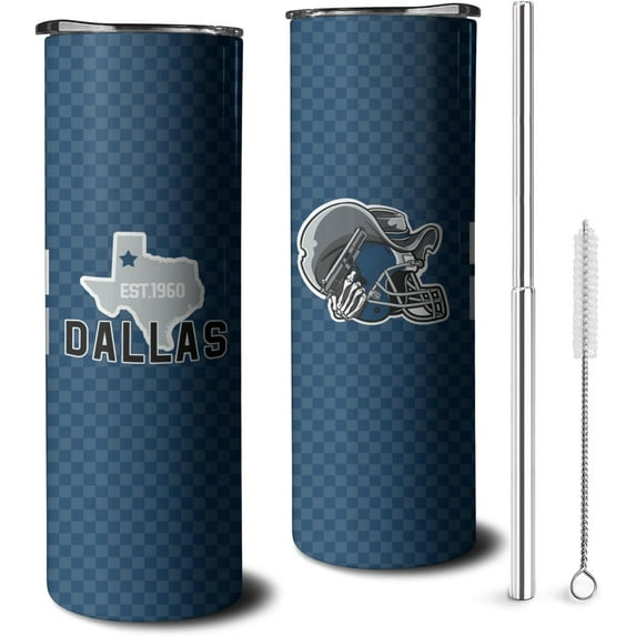 Dallas Classic City Tumbler Cup, Football Gifts for Football Fans, 20OZ Stainless Steel Tumbler with Lid and Straw