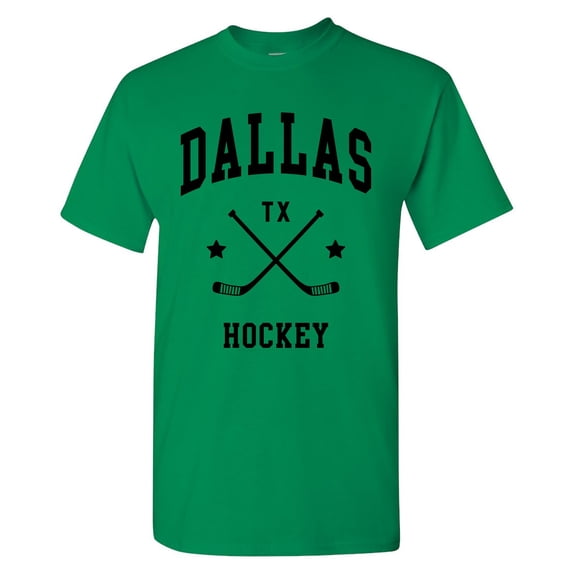 Dallas Classic Hockey Arch - Sports Team T Shirt - Small - Turf Green