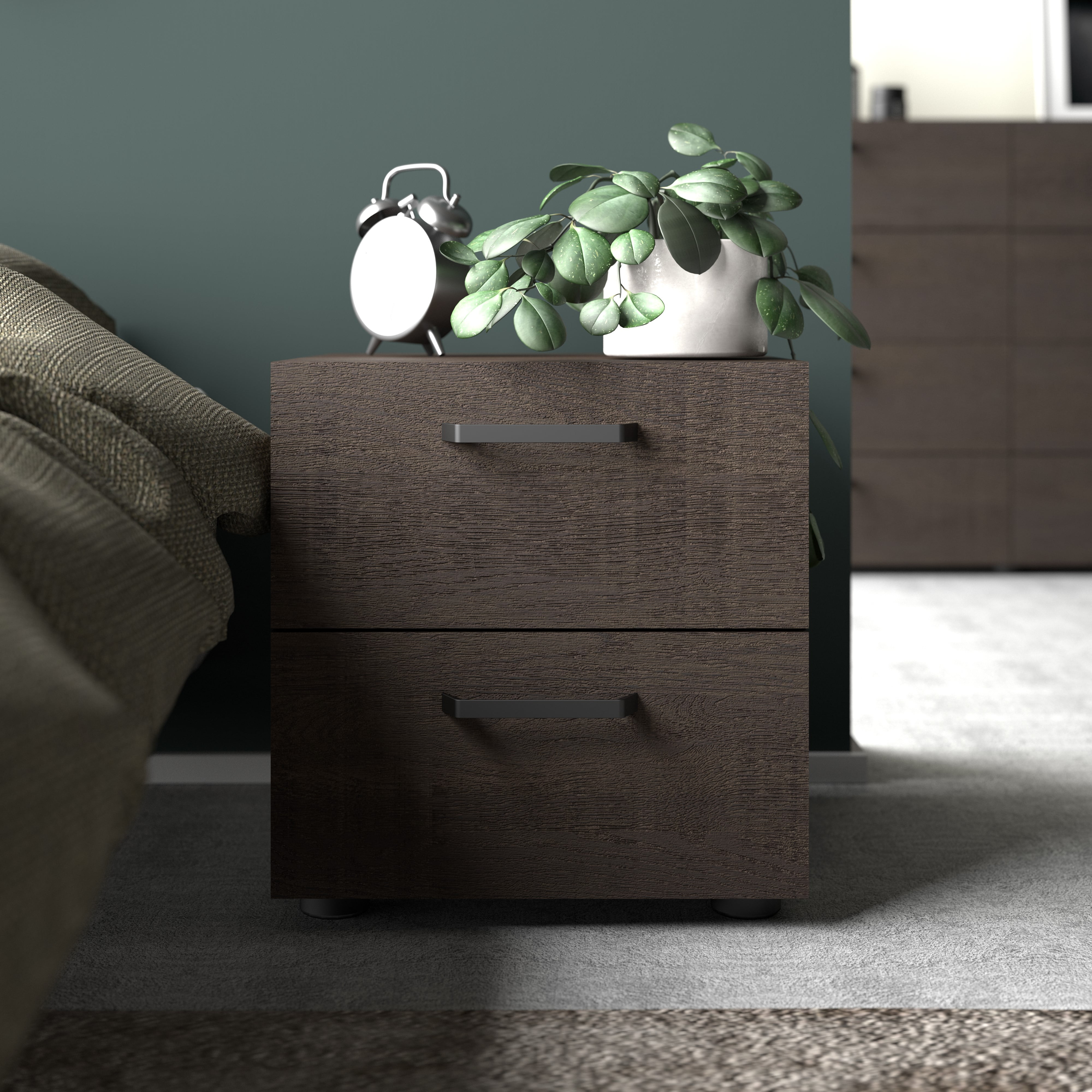 Dallas Dark Chocolate 2 Drawer Nightstand with Streamlined Hardware