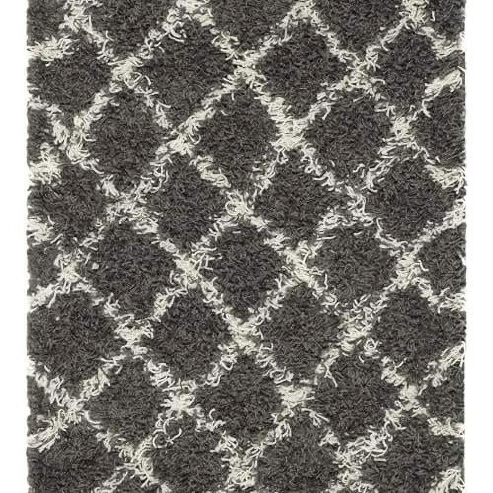 Dallas Collection Runner Rug 2'3" X 8', Dark Grey & Ivory, Trellis
