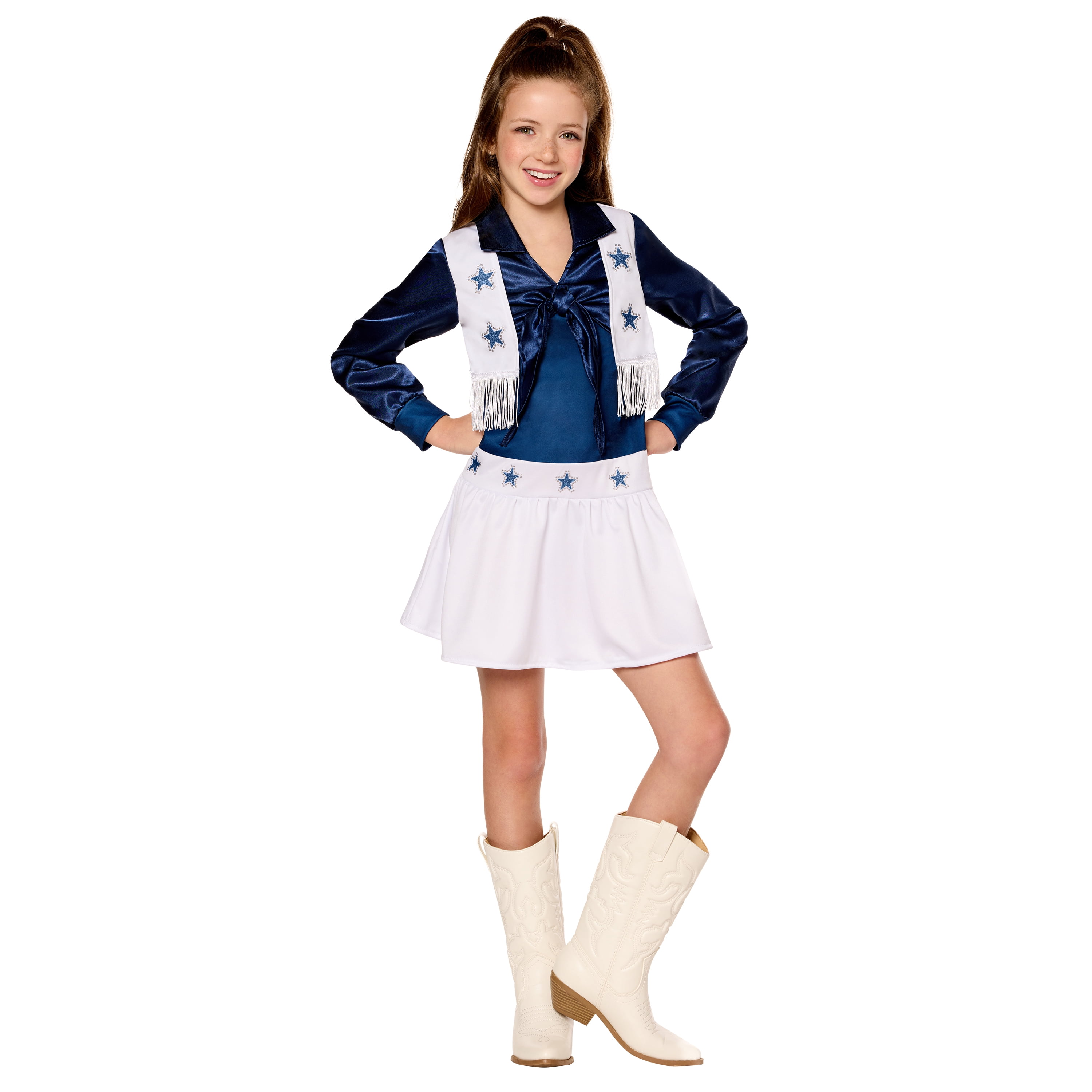 Dallas Cowboy Cheerleader, Halloween Costume for Children, Girls Size L (10/12), by Inspirit Designs