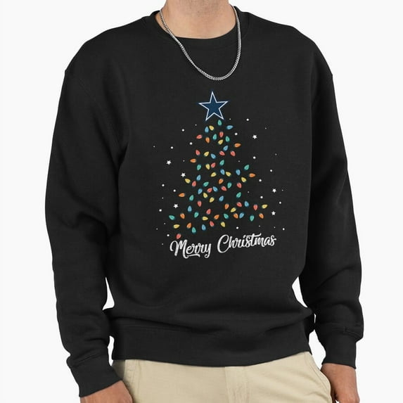 Dallas Cowboy Christmas Lights Tree Merry Retro Holiday Graphic Art Unisex Sweatshirt G12472, Up to Size 5XL