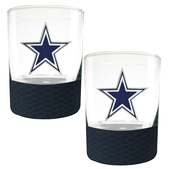 Dallas Cowboys 2-Pack 14oz. Rocks Glass Set with Silcone Grip