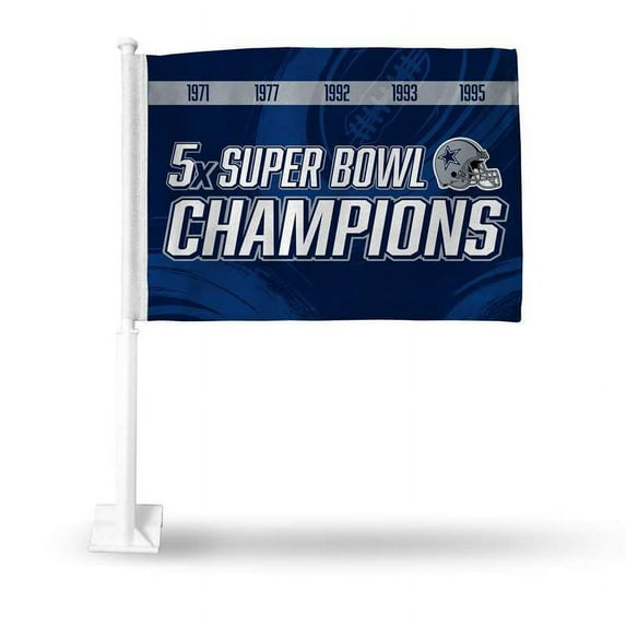 Dallas Cowboys 5 Time Super Bowl Champs Car Flag