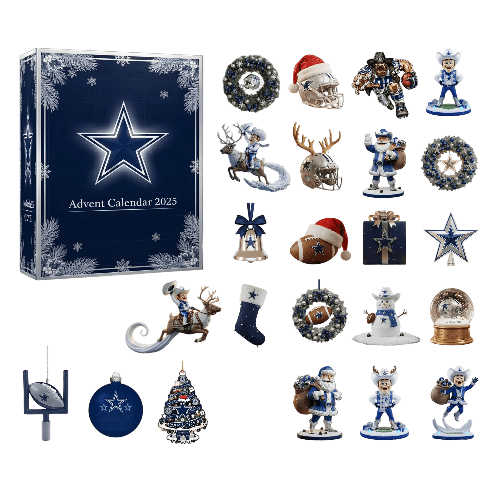 Dallas Cowboys Advent Calendar 2025 Cowboys 2D Acrylic Christmas Blind