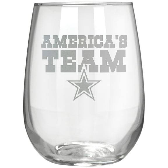 Dallas Cowboys Etched 17oz. Rally Cry Stemless Wine Glass