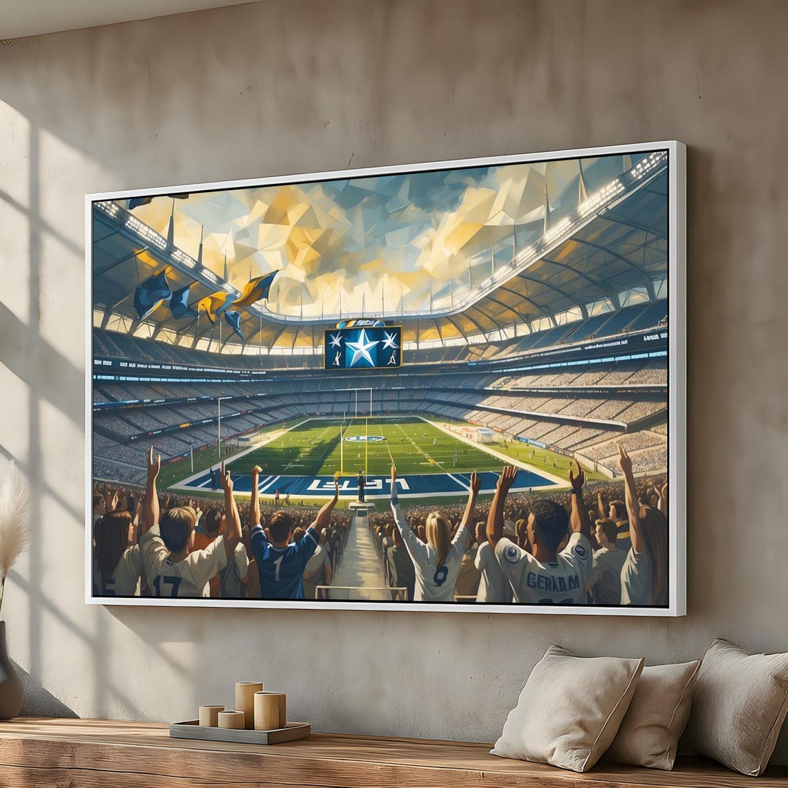 Allegiant Stadium Canvas Wall Art – Las Vegas Football Decor, 3-Panel 24x36 Inch Framed Print For Living Room Or Office