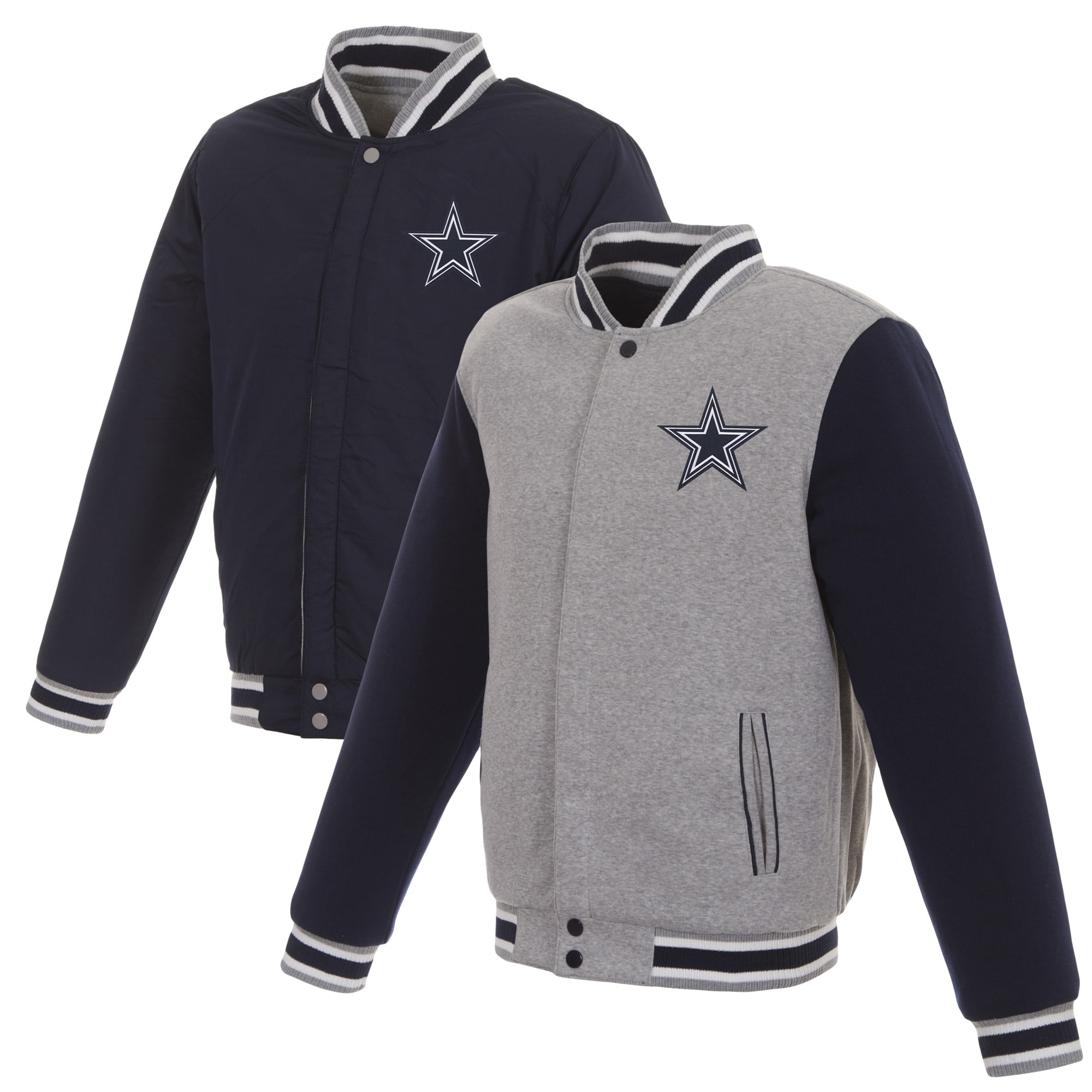 Men's JH Design Navy Dallas Cowboys Nylon Full-Zip Windbreaker