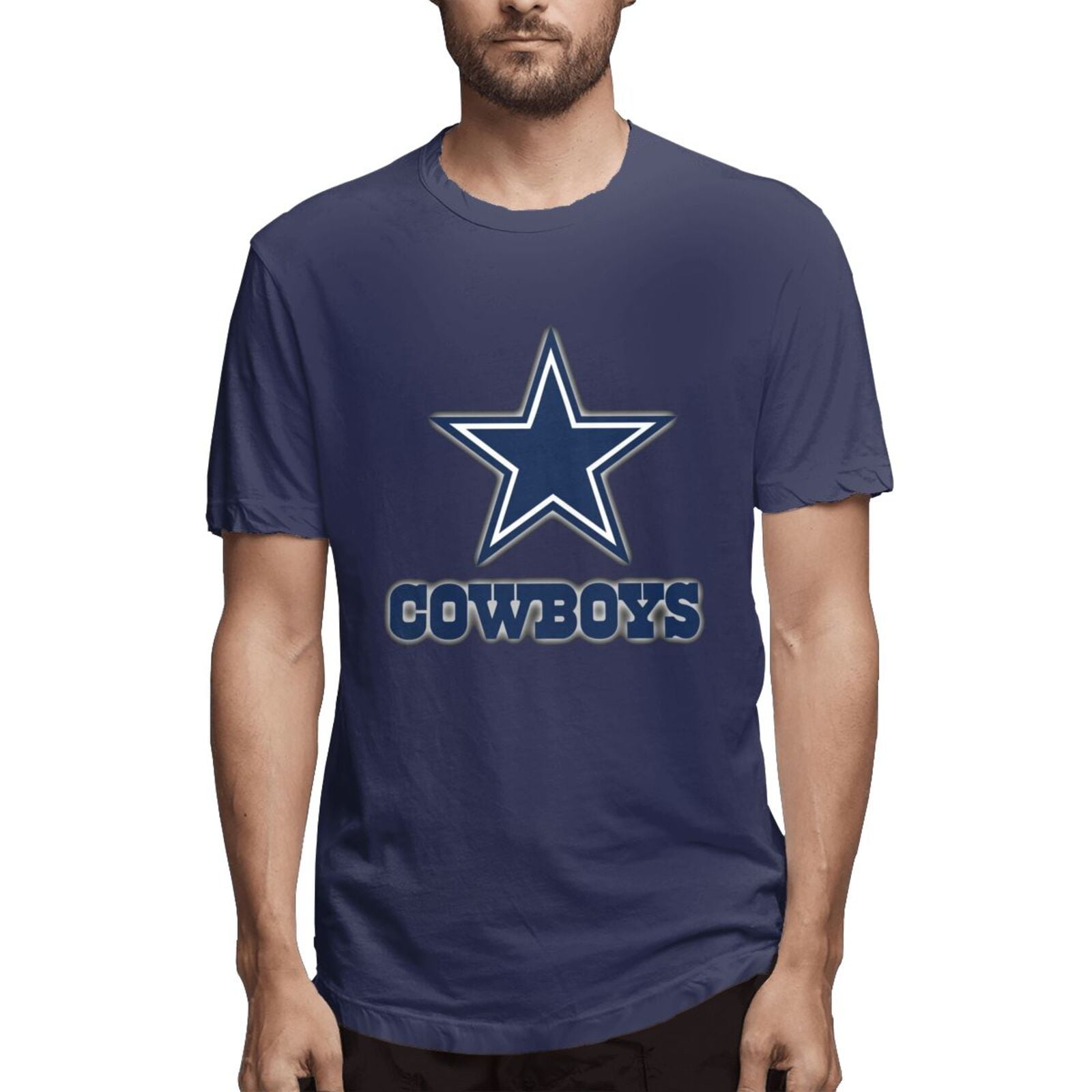 Dallas-Cowboys Men T-Shirt Cotton Crew Neck Casual Loose Short Sleeve ...