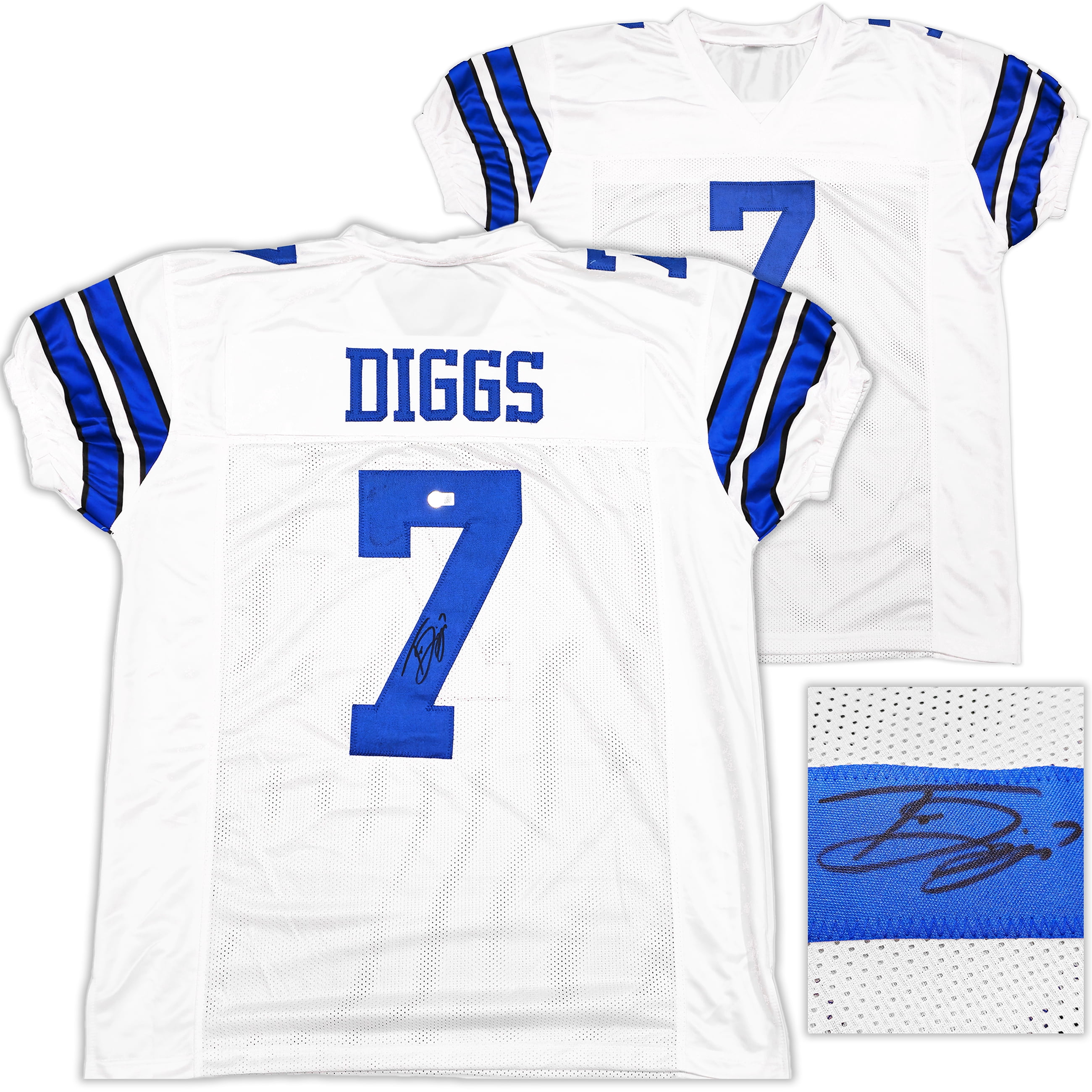 Authenticated Trevon Diggs Autographed Dallas Cowboys White Football Jersey - XL Size, JSA COA