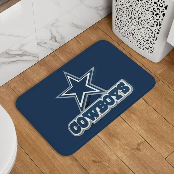 Dallas Crystal Velvet Lock Edge Floor Mat 40" x 60", Football Team Themed Entryway Floor Mat, Kitchen and Living Room Floor Mat for Home Decor Area Rug