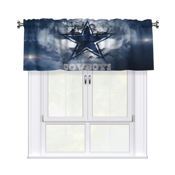 Dallas Custom Valance Blackout Curtains 54x18 Inches, Easy To Install, Rod Design Suitable For Decorative Curtains In Kitchen, Bedroom, Living Room, Home Decor Gift For Football Fans