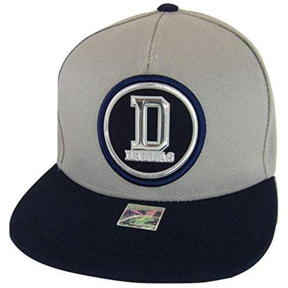 Dallas D Patch Style Adjustable Snapback Baseball Cap (Gray/Navy)