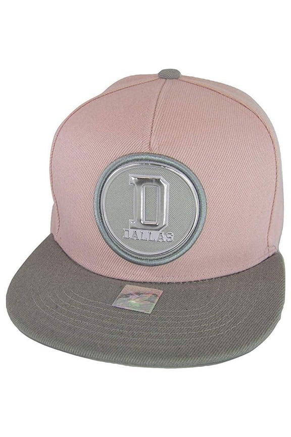 Dallas D Patch Style Adjustable Snapback Baseball Cap (Pink/Gray)
