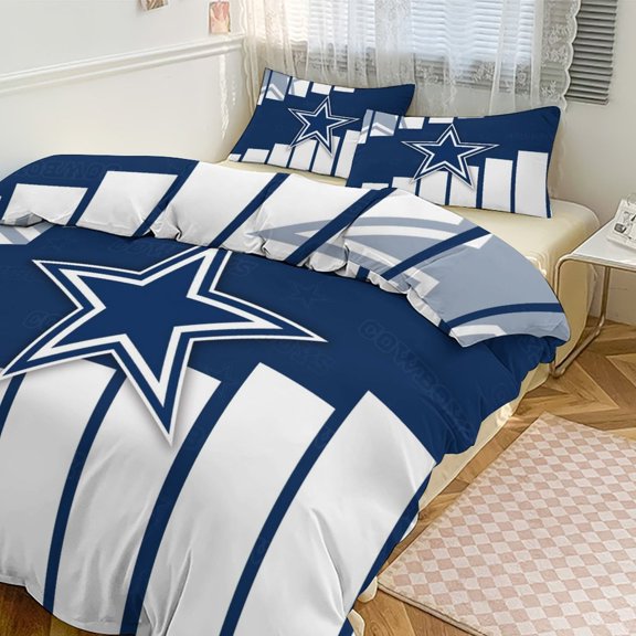 Dallas Duvet Cover 3 Piece Bedding Set Football Comforter Cover Set Soft Duvet Cover with Pillowcase (no quilt) 90"x90"