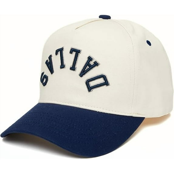 Dallas Embroidered Hat, Adjustable Baseball Cap with Retro Arched Lettering, Classic Curved Brim Cap for Men and Women, Stylish Everyday Headwear for Travel, Sports, Casual Outfits
