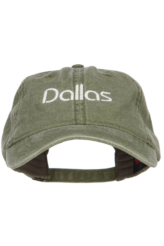 Dallas Embroidered Washed Buckled Cap - Olive OSFM