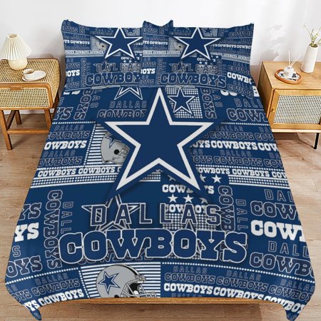 Dallas Football Bedding Set with Quilt Cover and Pillowcases,Soft Comforter Set for Fan 79"×90"