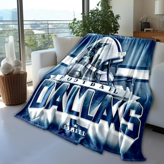 Dallas Football Blanket Gifts for Men Women Classic Double Layer Fabric Warm Blankets, Soft Lightweight Flannel Throw Blankets for Football Fans Gifts 60" x 50"