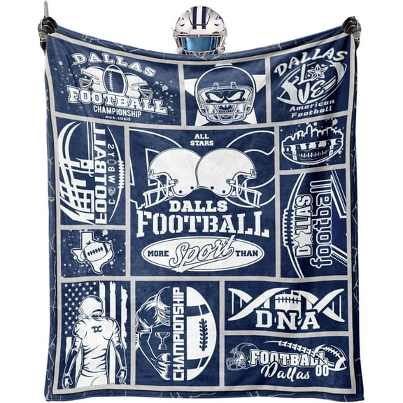 Dallas Football Blanket for Boys Kids, Dallas Gifts for Men, Football Lovers Blue Flannel Throw Blanket 60" X 50"