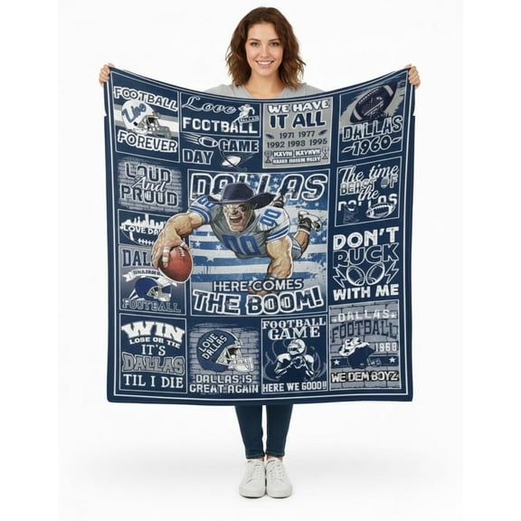 Dallas FootballBlanket Plush Football Lovers Fan Gifts for Men Women Sport Team Color Style Cozy Flannel Sofa Couch,Football Team Fan Gifts Ideas for Men Women Boys Kids Throw Blanket 60"X50"