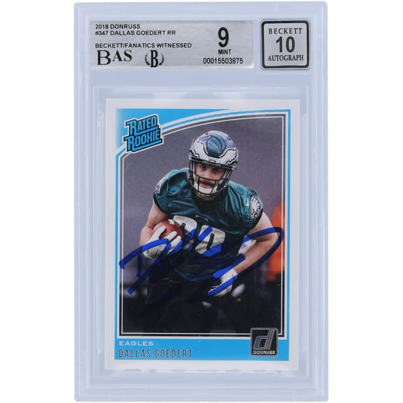 Dallas Goedert Philadelphia Eagles Autographed 2018 Panini Donruss Rated Rookie #347 Beckett Fanatics Witnessed Authenticated 9/10 Rookie Card - Fanatics Authentic Certified