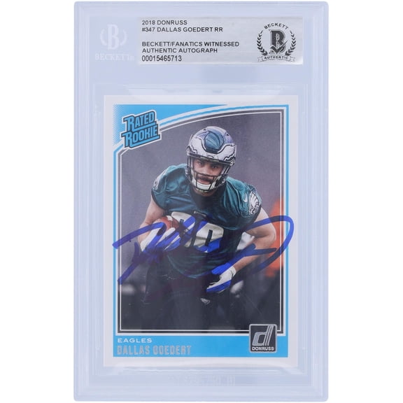 Dallas Goedert Philadelphia Eagles Autographed 2018 Panini Donruss Rated Rookie #347 Beckett Fanatics Witnessed Authenticated Rookie Card - Fanatics Authentic Certified