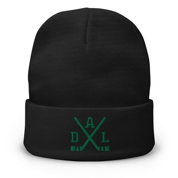 Dallas Hockey Sticks Retro DAL Winter Beanie Cap Hat (Black)