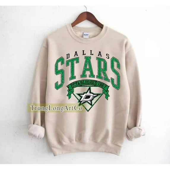 Dallas Hockey Sweatshirt Crewneck, Vintage Stars shirt, Dallas Hockey Fan shirt, Hockey Tee, Stars Sweatshirt ,Sand Color,Size XL