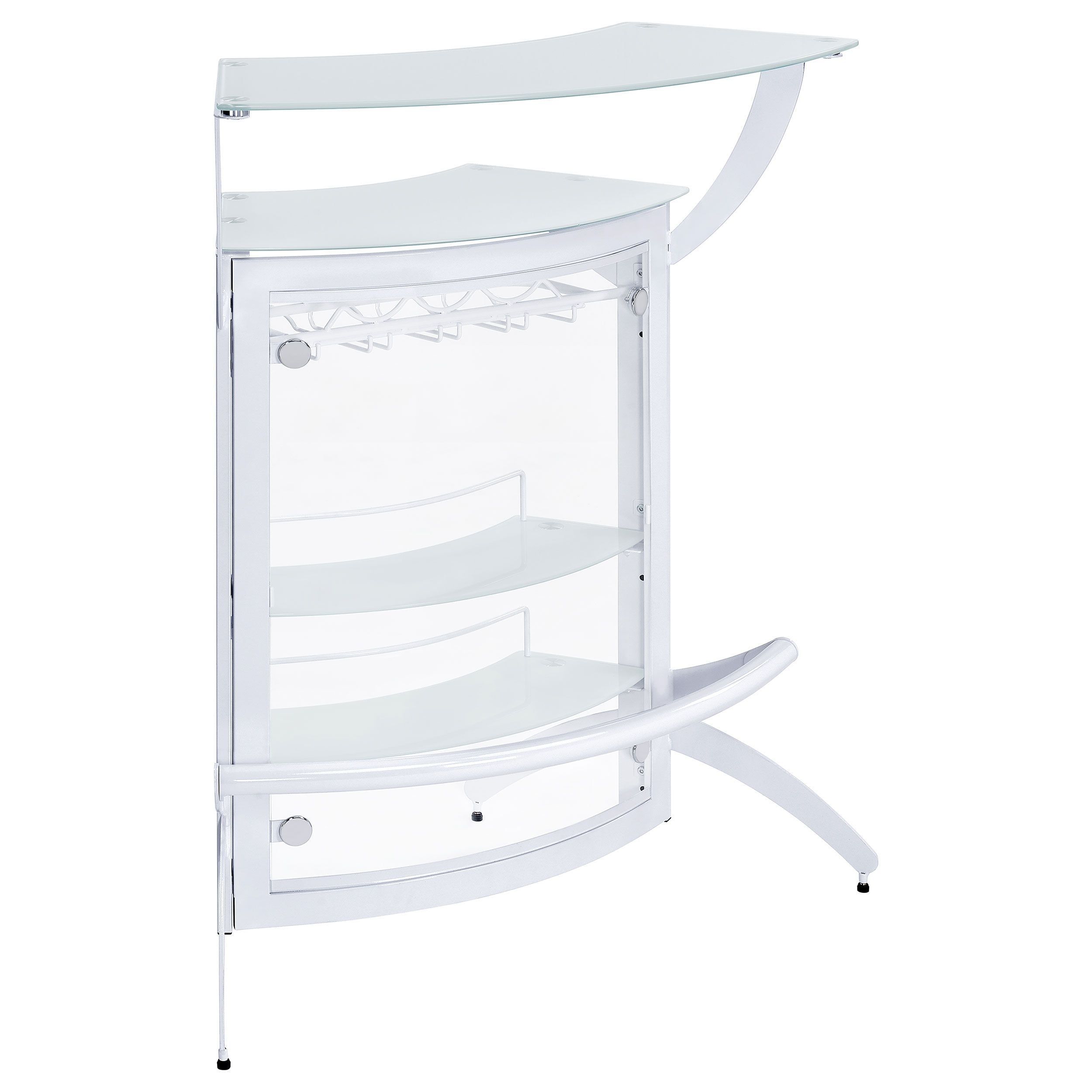 White Acrylic and Glass Half Circle Home Bar