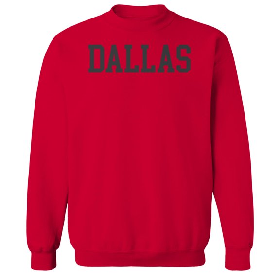 Dallas Humor Graphic Red Men's Crewneck Sweatshirt