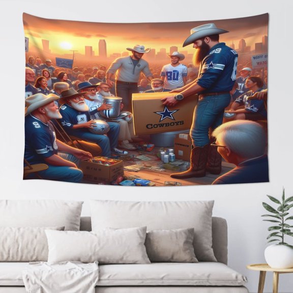 Dallas Indoor Decorative Wall Tapestry 60x40 Inch, Football Team Theme Wall Hanging Personalized Tapestry, Home Fashion Decor for Living Room, Bedroom, Kitchen, Dorm, Fan Gift