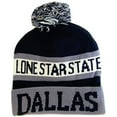 thumbnail image 1 of Dallas Lone Star State Adult Size Winter Knit Pom Beanie Hats (Navy/Gray), 1 of 1