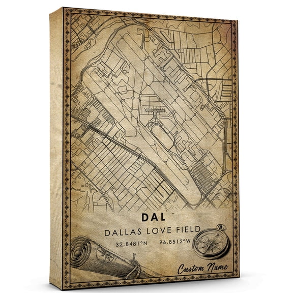 Dallas Love Field Airport Map Poster, Dallas street map Dallas Love Field Airport road map vintage Poster, Street Map Artwork Poster, Dallas Love Field Airport Map Canvas - 89AZ287