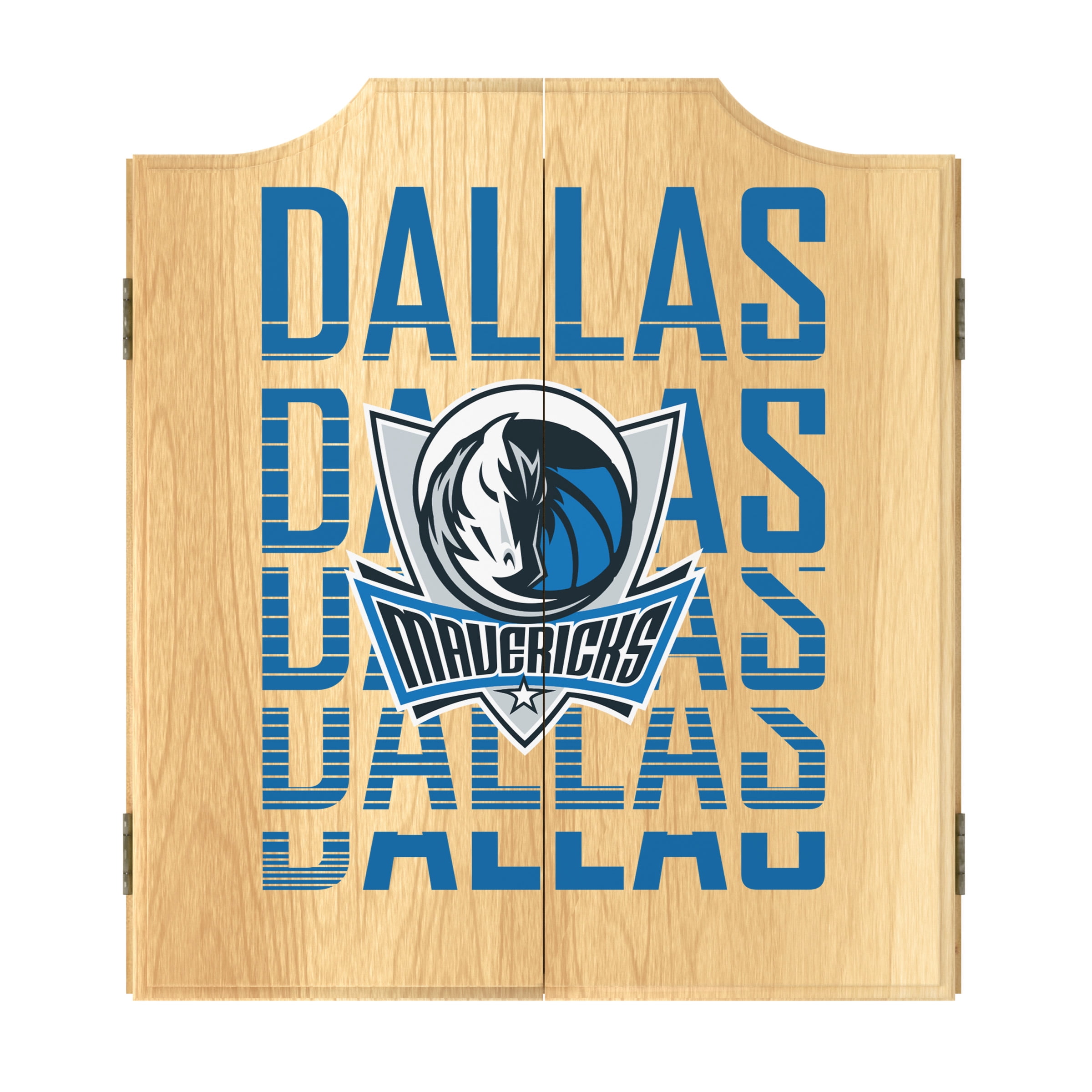 Dallas Mavericks City Dart Board Cabinet Set with 6 Steel Tip Darts